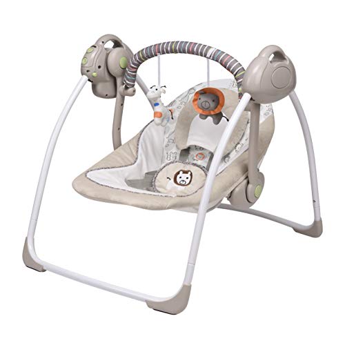VASTFAFA altalena elettrica e baby rocker con zanzariere16 melodie e 6 velocit di rotazione Zanzariera Marrone