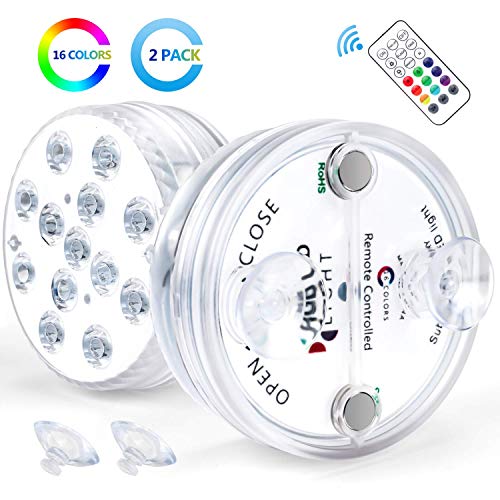 Ventvinal Luci per Piscina luci LED RGB a variazione cromatica per giardinoacquariovasovascamatrimoniofesta illuminazione subacquea decorativa con telecomando2 pezzi