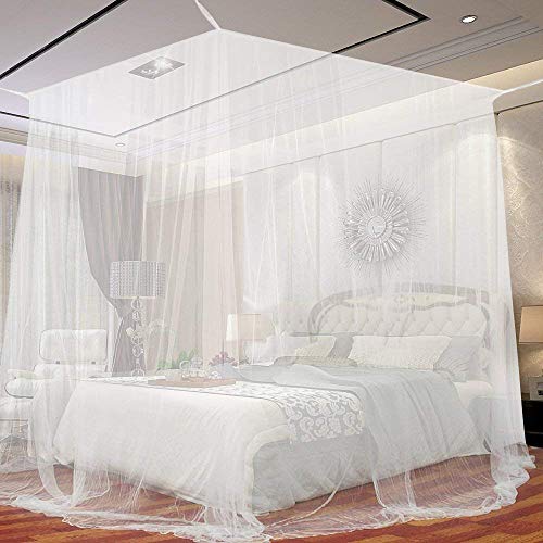 VercicoZanzariera a baldacchino con Quattro Angolo Bug Mesh Fit per Letto Matrimoniale a baldacchino baldacchino pi Grande Schermo Rete Tende per Interni o Esterni