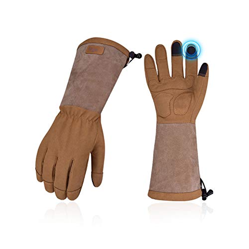 Vgo Glove Guanti 1 paio guanti da giardino rosa e lavoro in pelle sintetica polsino lungo in pelle di maiale multifunzione 9L MarroneSL6592M