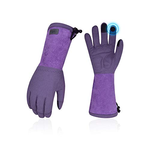 Vgo Glove Guanti 1 paio guanti da giardino rosa e lavoro in pelle sintetica polsino lungo in pelle di maiale multifunzione 9L ViolaSL6592W