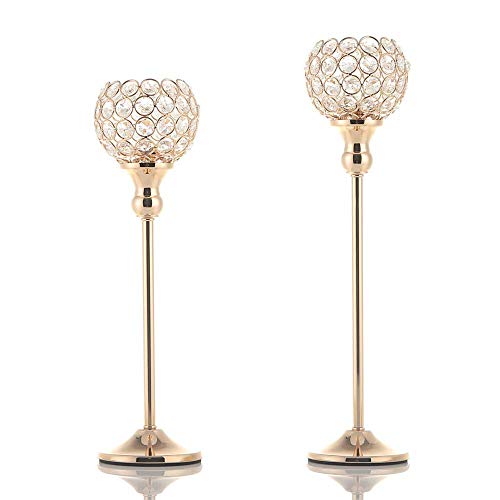 VINCIGANT Candelabri Candelabro Portacandele di Cristallo Titolari di Luce per Il t in Oro per Decorazioni per La Casa Forniture per Feste di Decorazioni NatalizieRegalo di Natale Set di 2