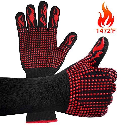 VINSIC Guanti da Forno Guanti da Barbecue Resistenza al Calore Fino a 800C Accessori BBQ Ingnifughi per Griglia Camino Cottura al Forno Cucina 1 Paio