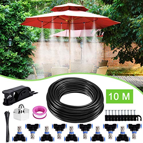 Weeygo Nebulizzazione per Esterni Nebulizzatore Giardino Sistema di Irrigazione Raffreddamento Nebulizzazione per Ombrellone Gazebo Refrigerio Trampolino10M