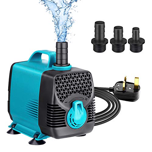 Welltop pompa sommergibile per acqua 3000 lh 660GPH pompa per fontana da 55 W acquario acquario acquario idroponica con cavo di alimentazione da 15 m 3 ugelli