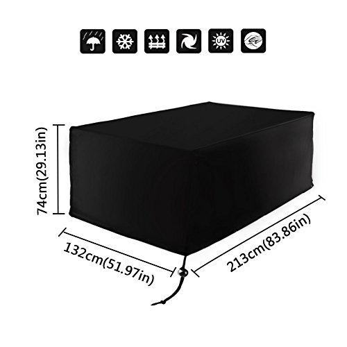Xiliy Copertura Impermeabile da Protezione da Giardino Copertura per Tavolo Mobili Poliestere Rettangolare 213 x 132 x 74 cm