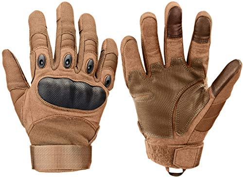 Xnuoyo Gomma dura Knuckle Full Finger e Mezza Finger Gloves Guanti di protezione Touch Screen Guanti per Moto Ciclismo Caccia Arrampicata Camping Marrone Xlarge