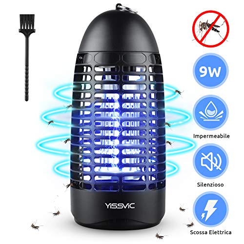 YISSVIC Zanzariera Elettrica Lampada Antizanzare Elettrica 9W Insetticida con Luce UV e Cassetto 1000V Sicuro e Non Tossico per Esterno ed Interni