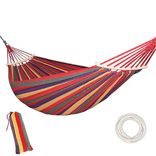 Yous Auto Amaca in Cotone da Esterno per Giardino Singolo Amaca da Giardino 240 x 80 cm Fino a 200KG con Corda 2 x 2m per Viaggio Camera e Giardino con Supporto