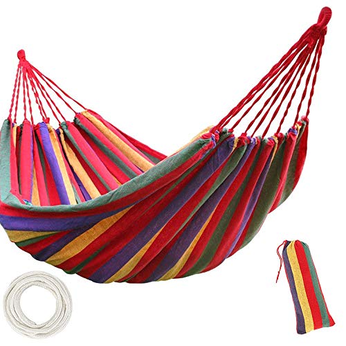 Yous Auto Amaca in Cotone da Esterno per Giardino Singolo Amaca da Giardino 240 x 80 cm Fino a 200KG con Corda 2 x 2m per Viaggio Camera e Giardino Senza Supporto