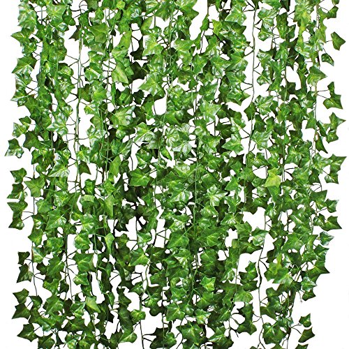 YQing Pianta Artificiale Edera Rampicante Ghirlanda 12 Pezzi Pianta Artificiale Fiori Esterne per Festa di Matrimonio e la Decorazione della Parete di Giardino