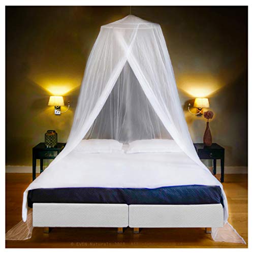 ZANZARIERA ALTA QUALIT per letto matrimoniale Kit completo per la sospensione Borsa per trasporto un incredibile eBook Schermo tenda a copertura circolare Protezione repellente insetti