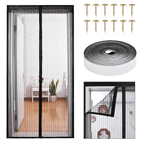 per Porta Finestra Balcone Soggiorno Nero Zanzariere Porte Chiusura Automatica Facile da Installare Zanzariera 145x230 cm Zanzariera Magnetica per Porte