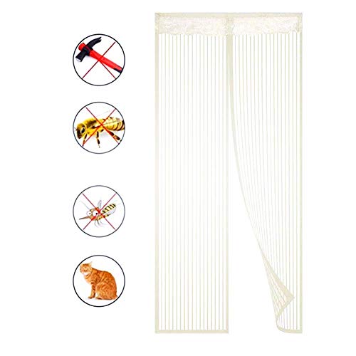 Zanzariera Magnetica per Porte Tenda porta magnetica per zanzariera con telaio completo in velcro e calamite Chiusura automatica per porte Windows Anti Mosquito Flies 90 x 210cm Nero
