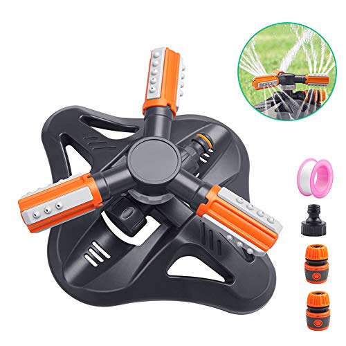ZealBoom Irrigatore Giardino 360 Automatico Rotante Irrigatore Prato Lawn Sprinkler con 3 Bracci Girevoli Irrigazione da Giardino per Giardino Cortile PratoGioco del Bambino